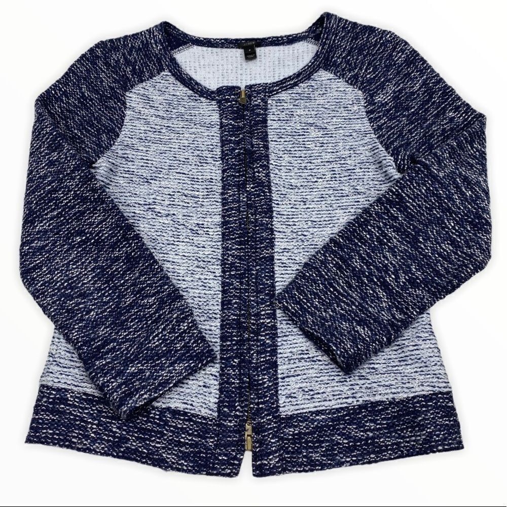 J. Crew Zip-Front Boucle Jacket Small